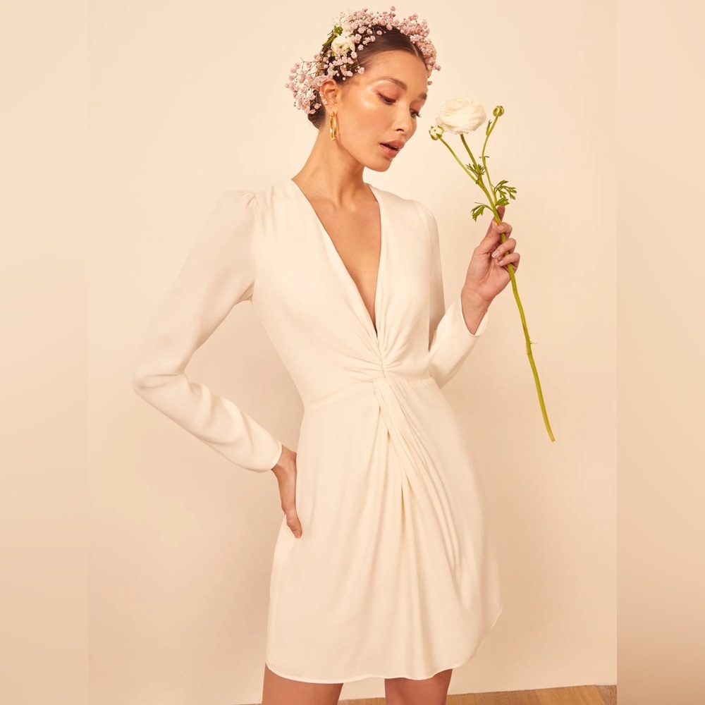 Reformation Tulips Dress size 6 NWT Deep V-Neck Ivory Bridal Wedding